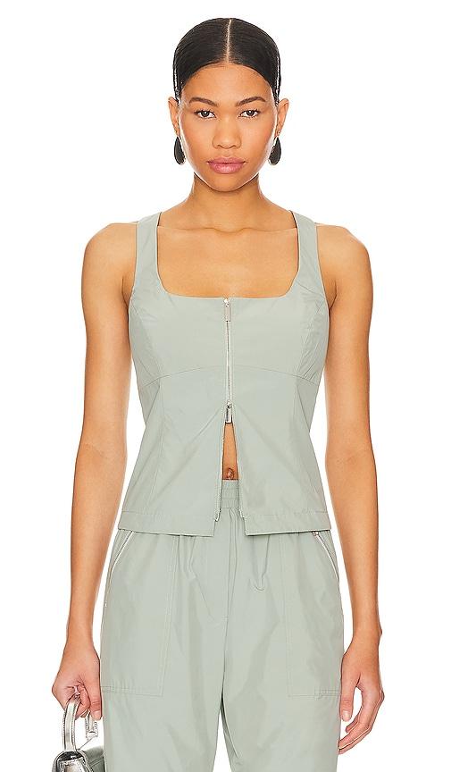 amanda uprichard violet top in sage.