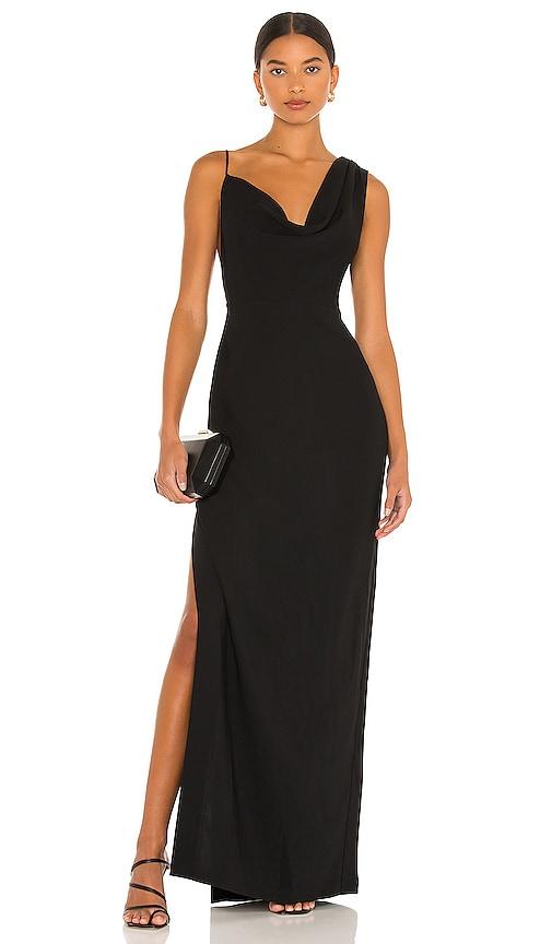 amanda uprichard x revolve arial gown in black.