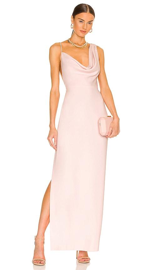 amanda uprichard x revolve arial gown in blush.