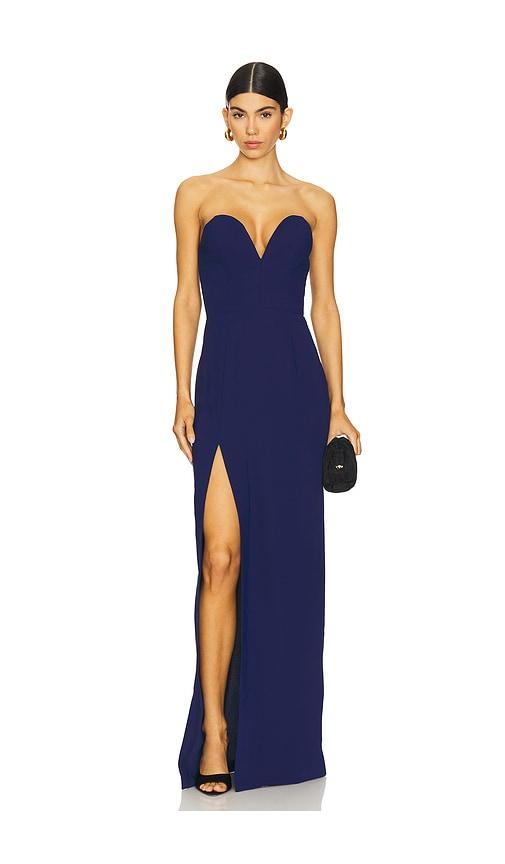 amanda uprichard x revolve cherri gown in navy.