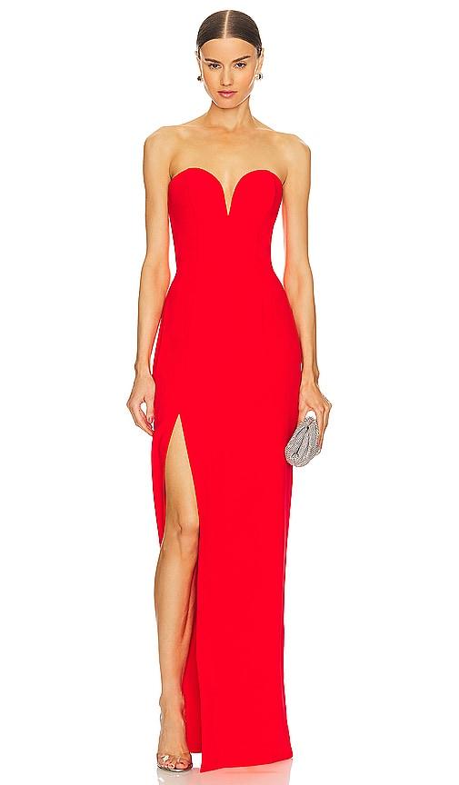 amanda uprichard x revolve cherri gown in red.