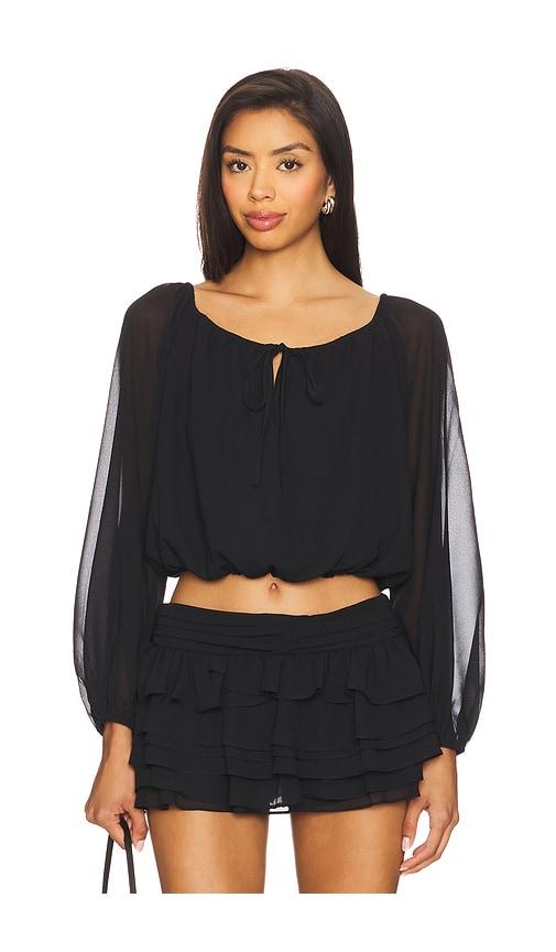 amanda uprichard x revolve dallas top in black.