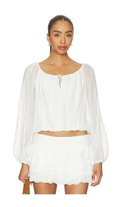 amanda uprichard x revolve dallas top in ivory.