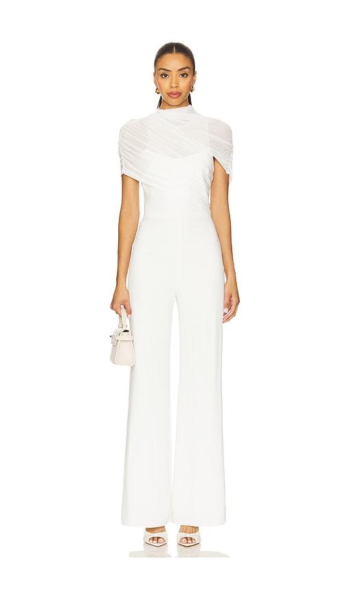 amanda uprichard x revolve evianna jumpsuit in ivory.