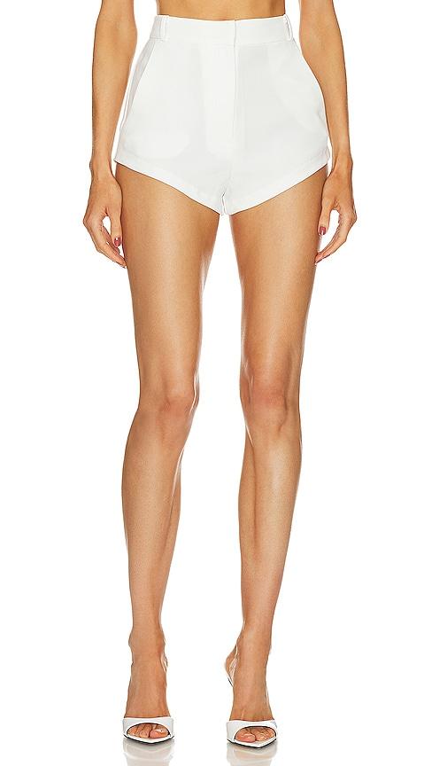 amanda uprichard x revolve kelso shorts in ivory.