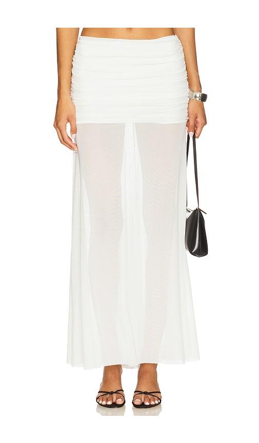 amanda uprichard x revolve leo skirt in ivory.