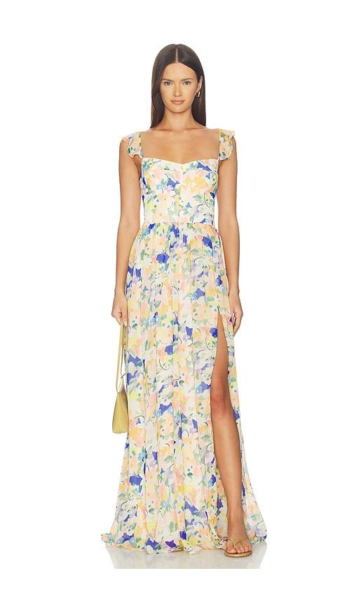 amanda uprichard x revolve maxi dress in peach.