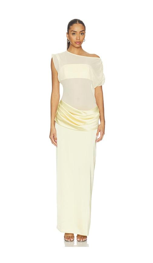 amanda uprichard x revolve olandria midi dress in yellow.