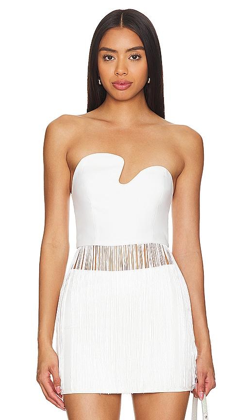amanda uprichard x revolve puzzle strapless top in ivory.
