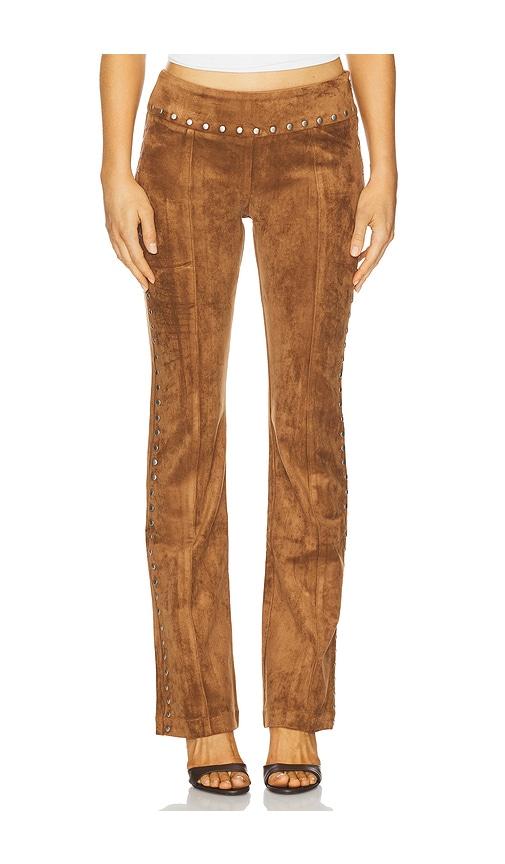 amanda uprichard x revolve regency suede pants in brown.
