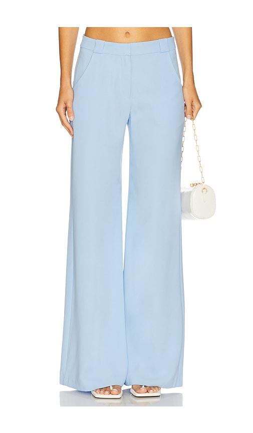 amanda uprichard x revolve saddler pants in baby blue.