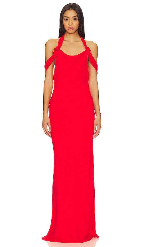 amanda uprichard x revolve serenade maxi dress in red.