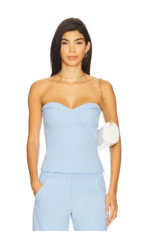 amanda uprichard x revolve soho top in baby blue.
