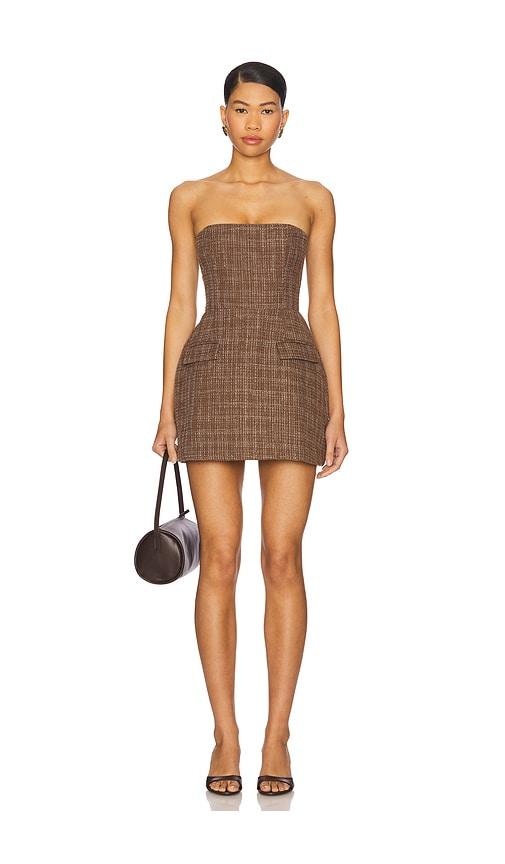 amanda uprichard x revolve strapless bethany romper in chocolate.