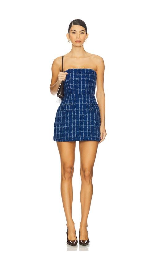 amanda uprichard x revolve strapless bethany skort romper in navy.