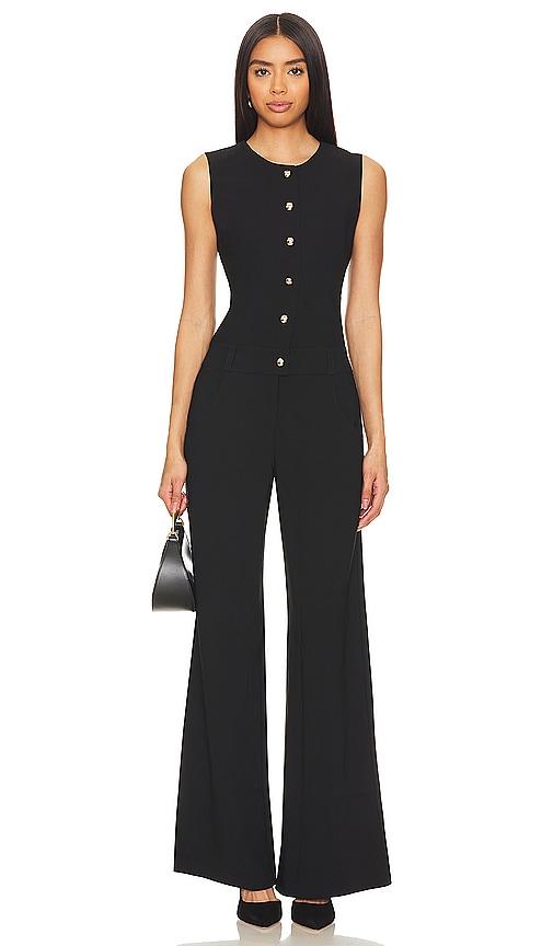 amanda uprichard x revolve tori jumpsuit in black.