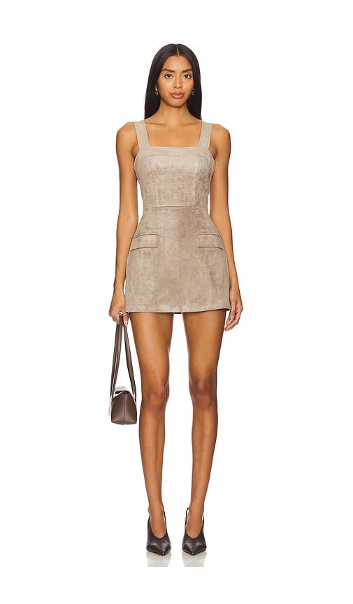 amanda uprichard yorke skort romper in taupe.