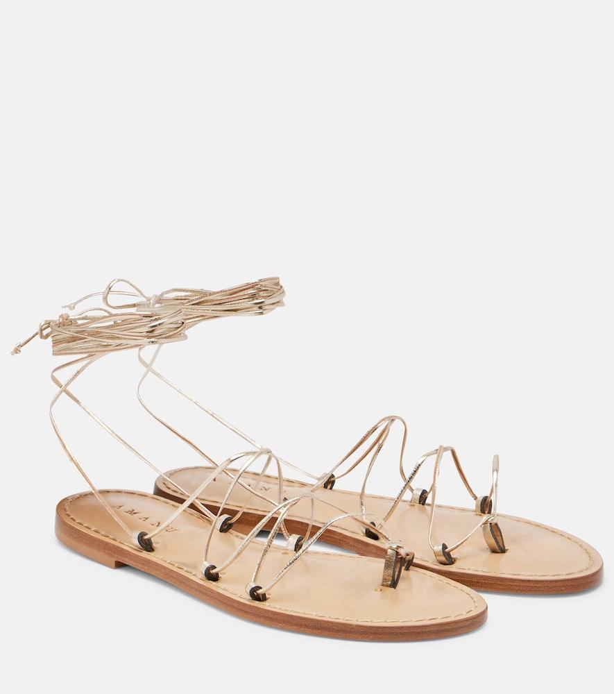 amanu serengetti metallic leather sandals
