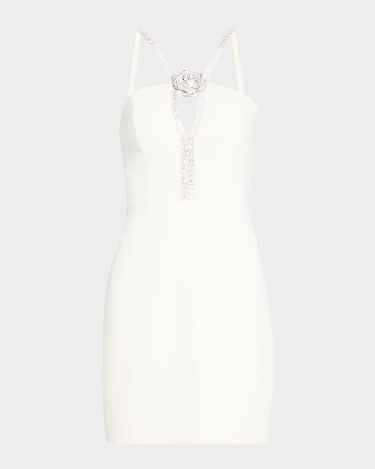 amara rhinestone-trim halter mini dress
