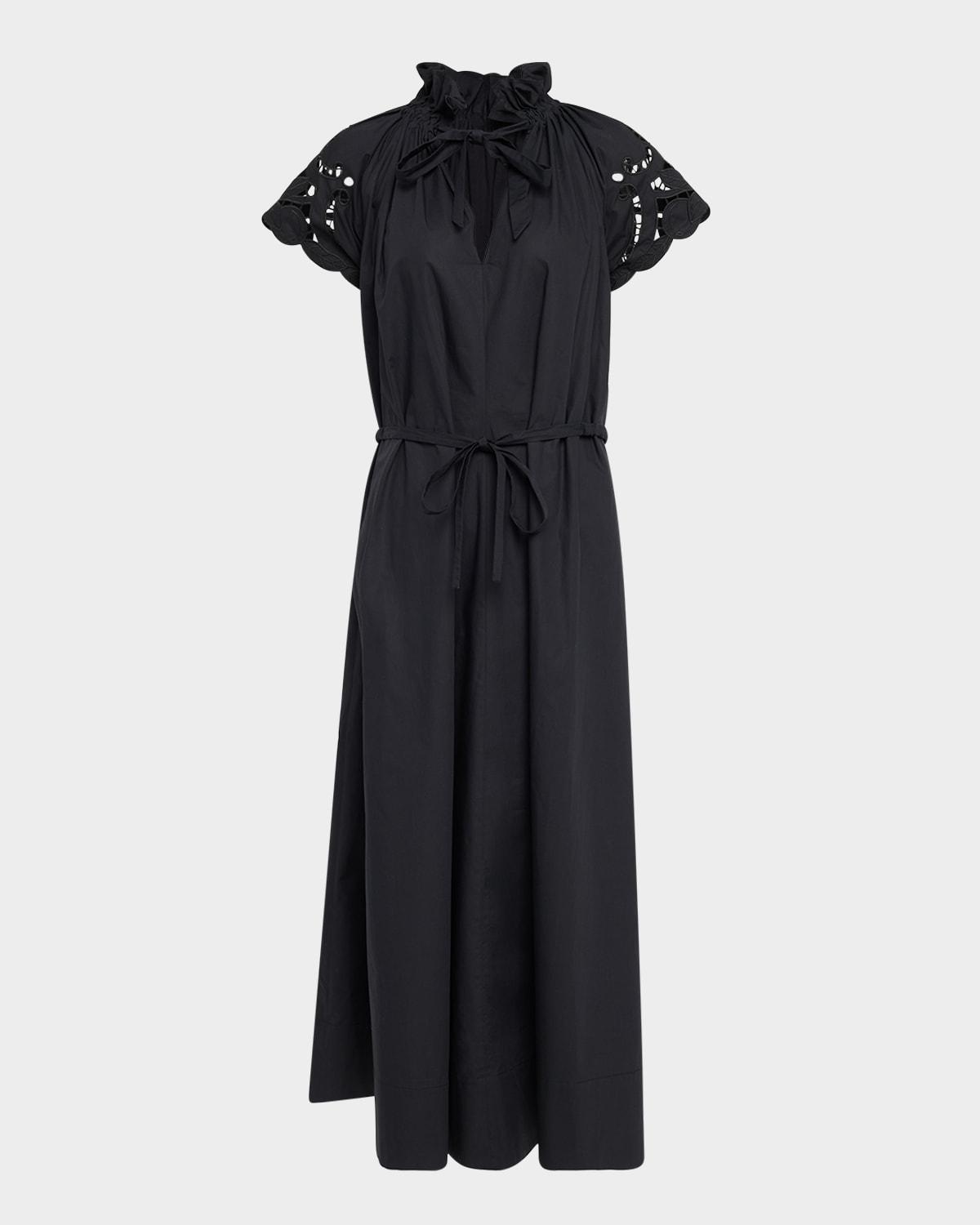 amaretti eyelet-embroidered midi dress