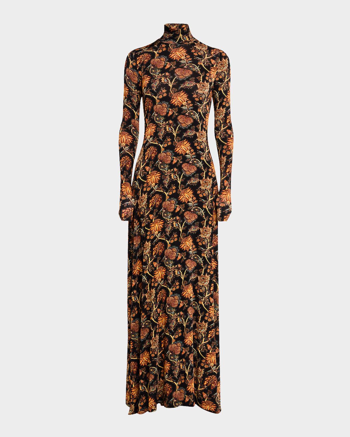 amari printed turtleneck maxi dress
