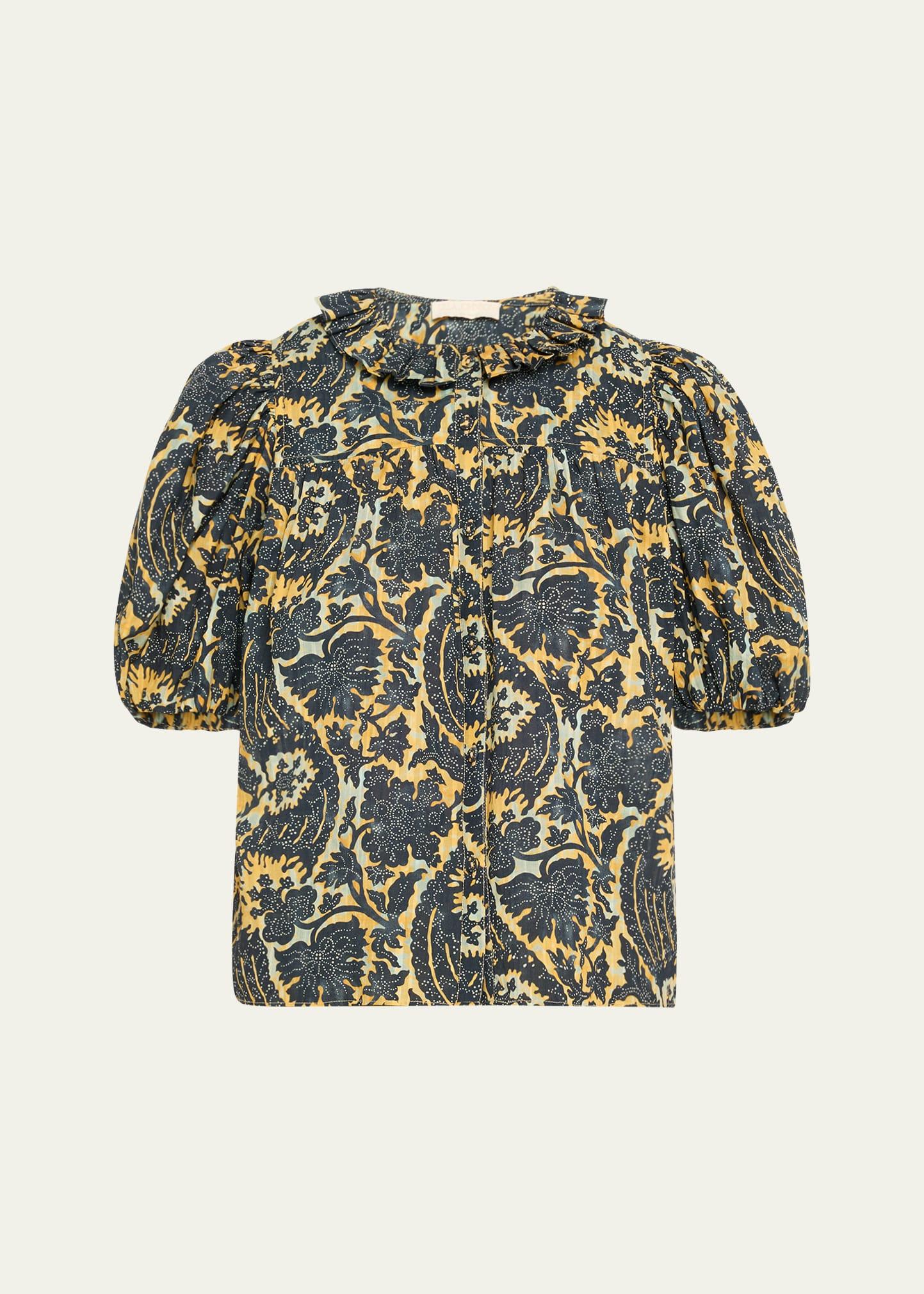 amari ruffle short-sleeve blouse