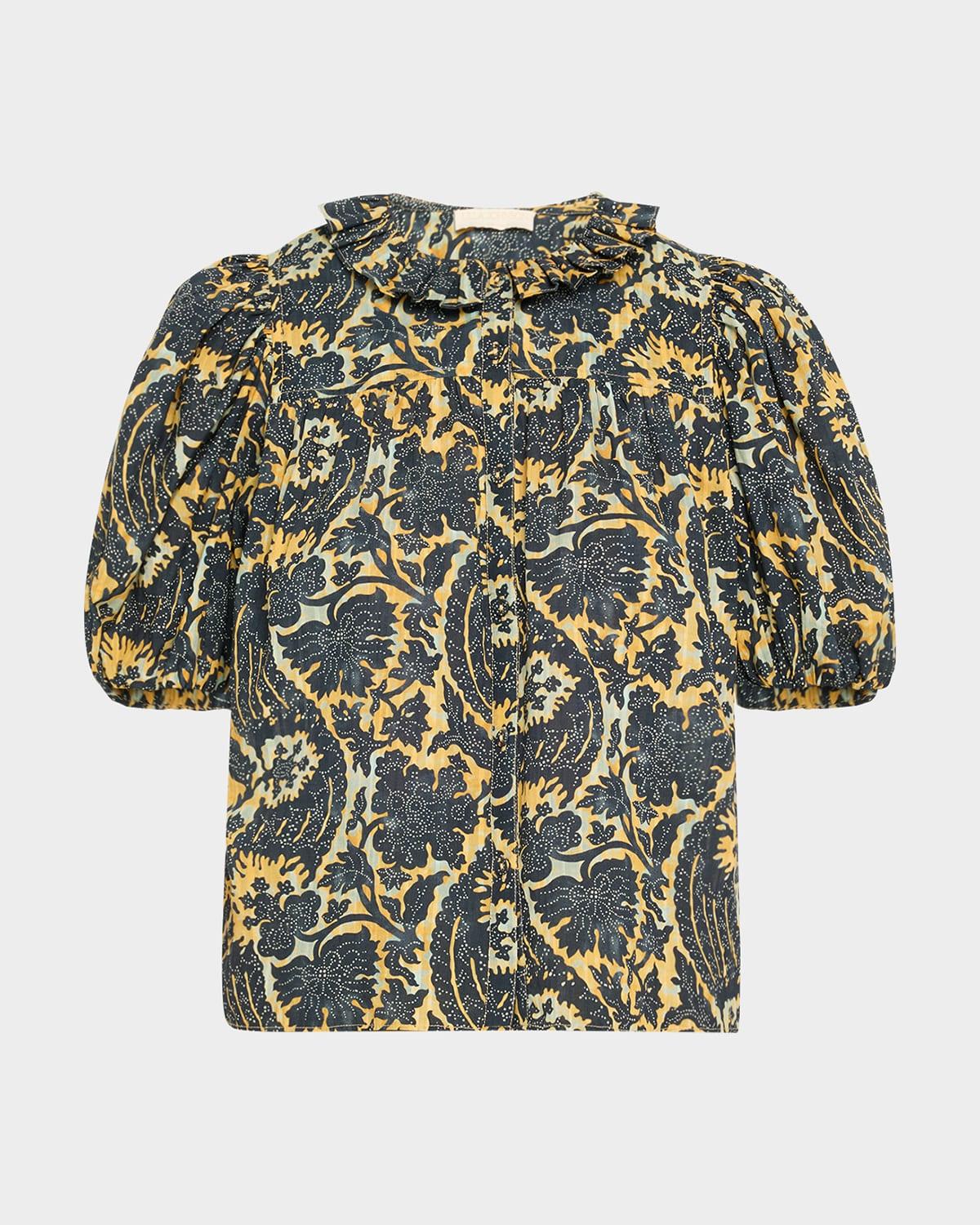 amari ruffle short-sleeve blouse