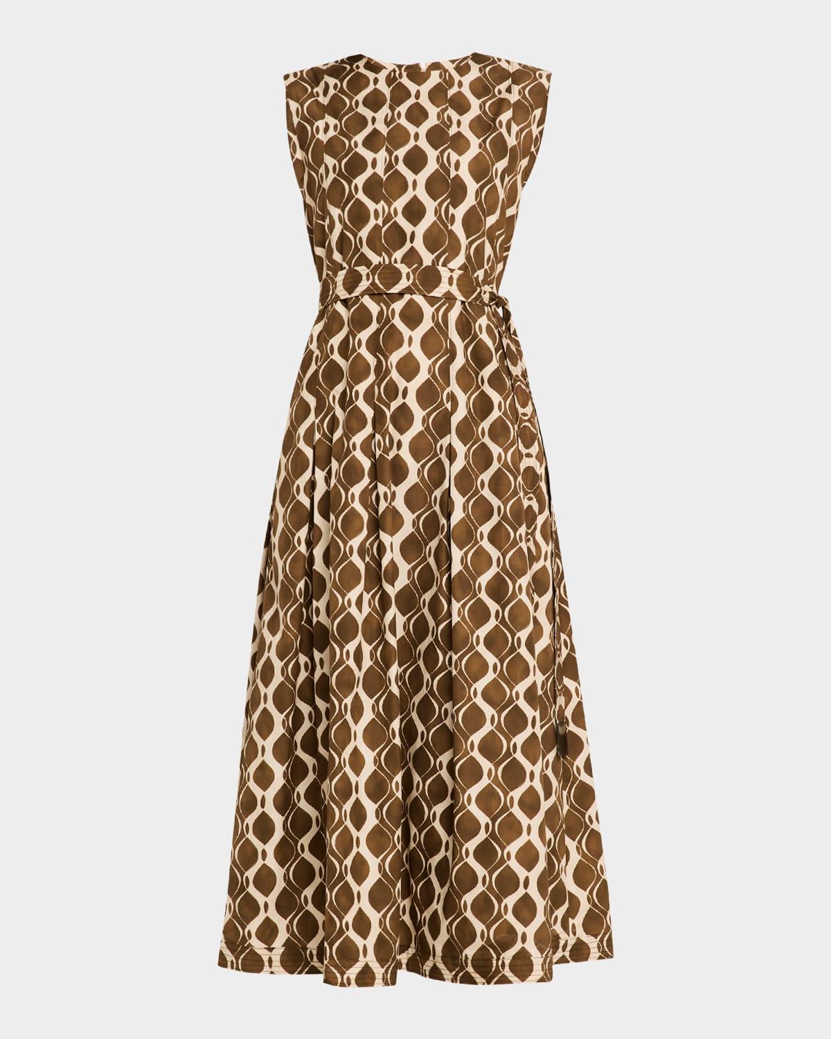 amati printed maxi dress with tie belt
