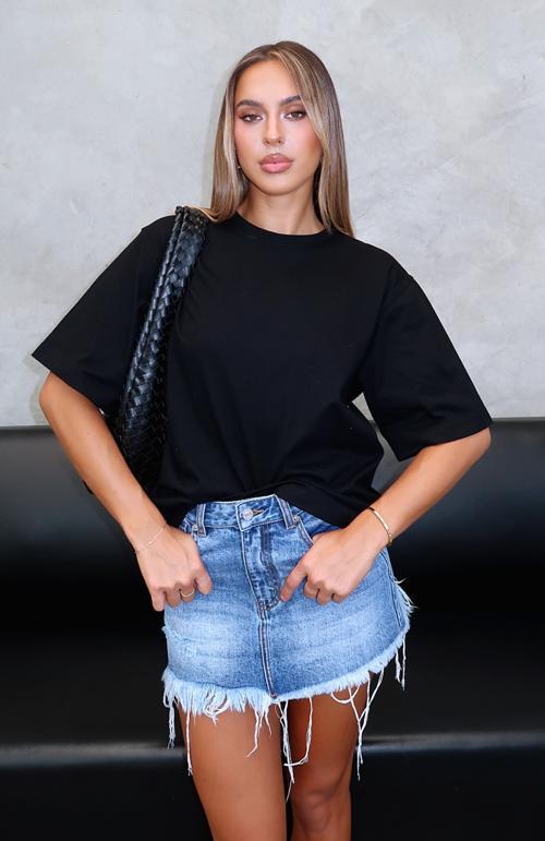 amelia denim mini skirt mid blue acid