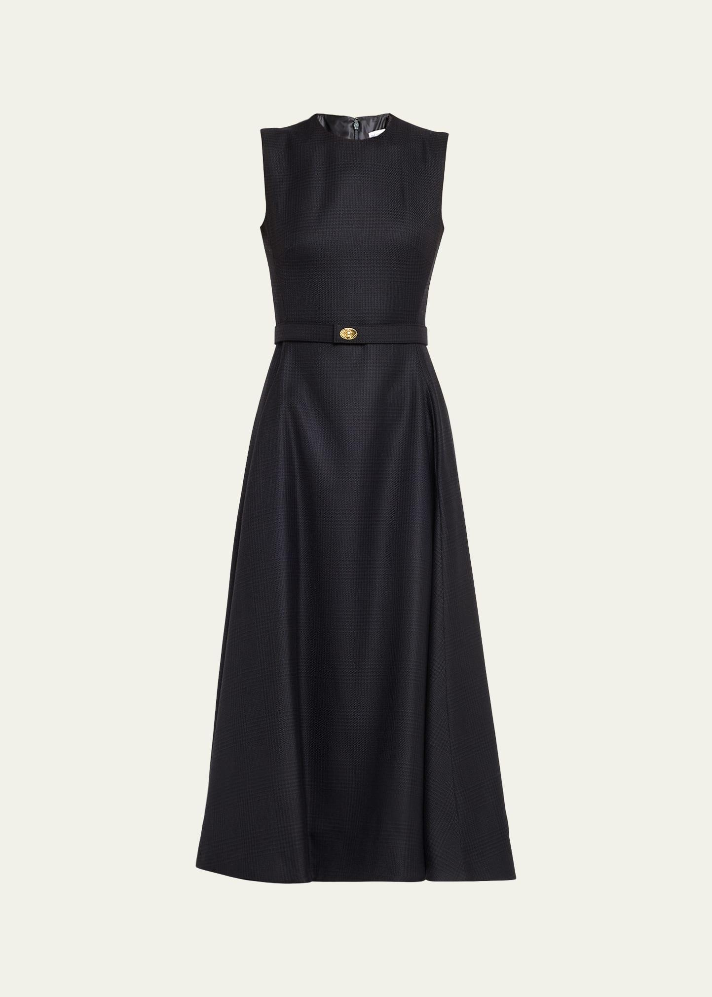 amelia prince of wales belted sleeveless midi dress