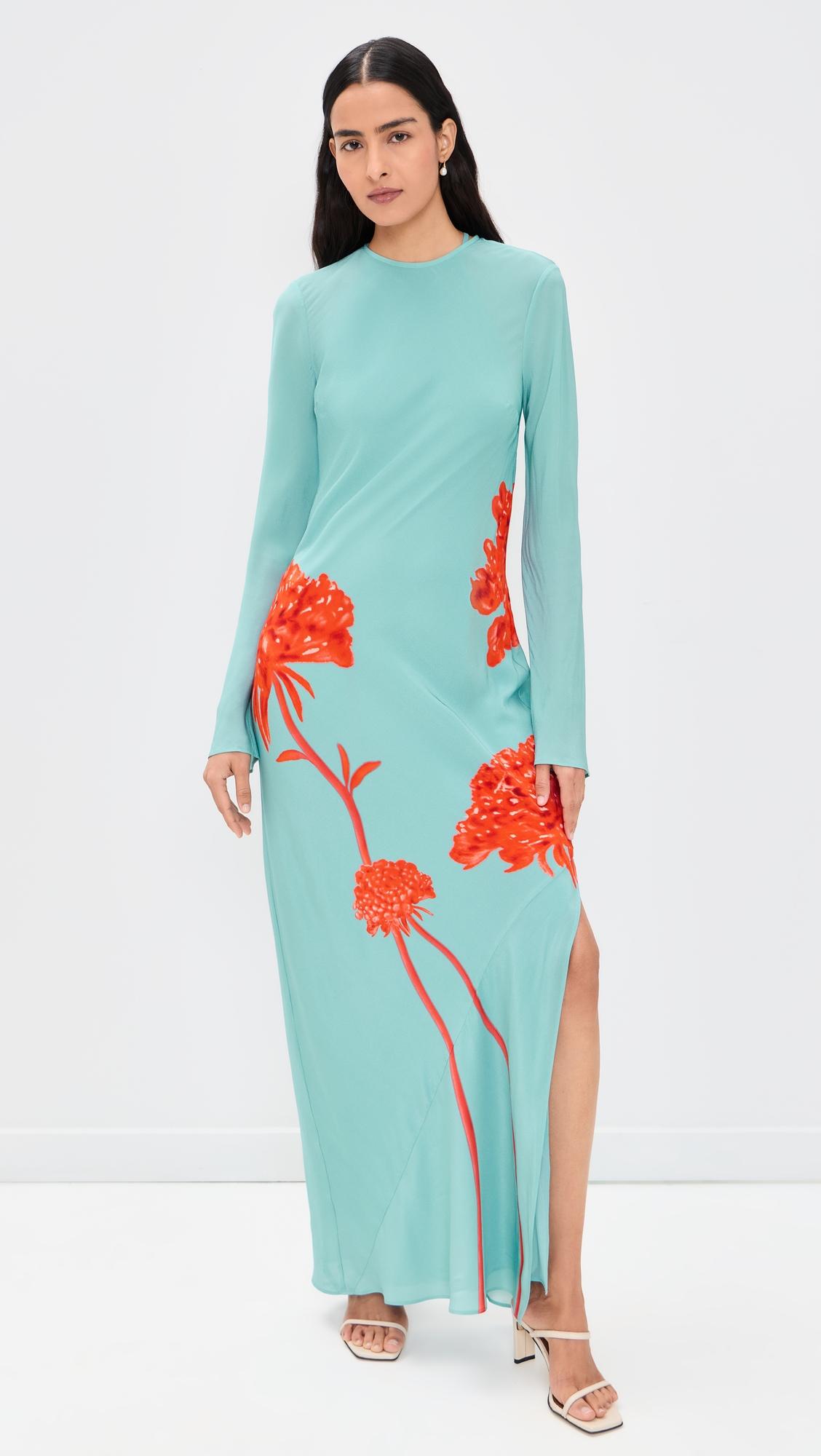 amelie long sleeve silk maxi dress