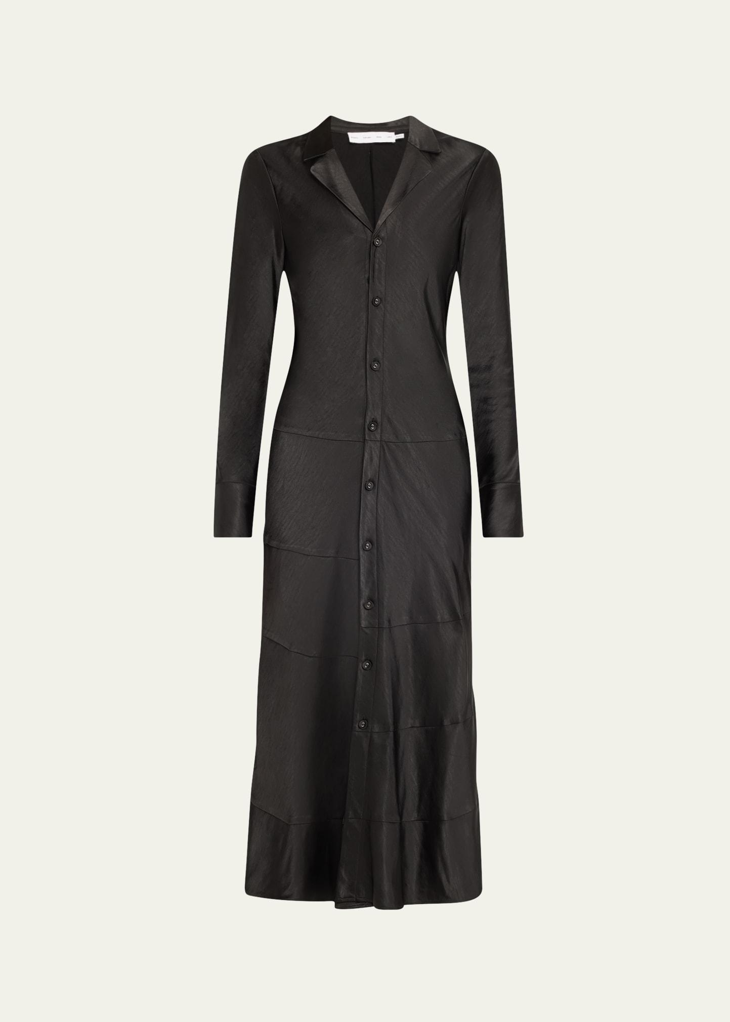 amelie satin button-front midi dress