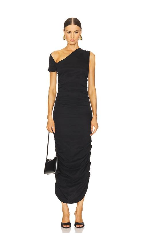 amelie teje stasera midi dress in black.
