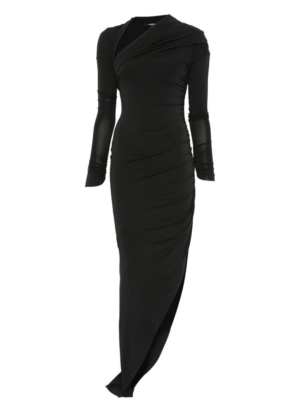 amen black asymmetrical draped dress