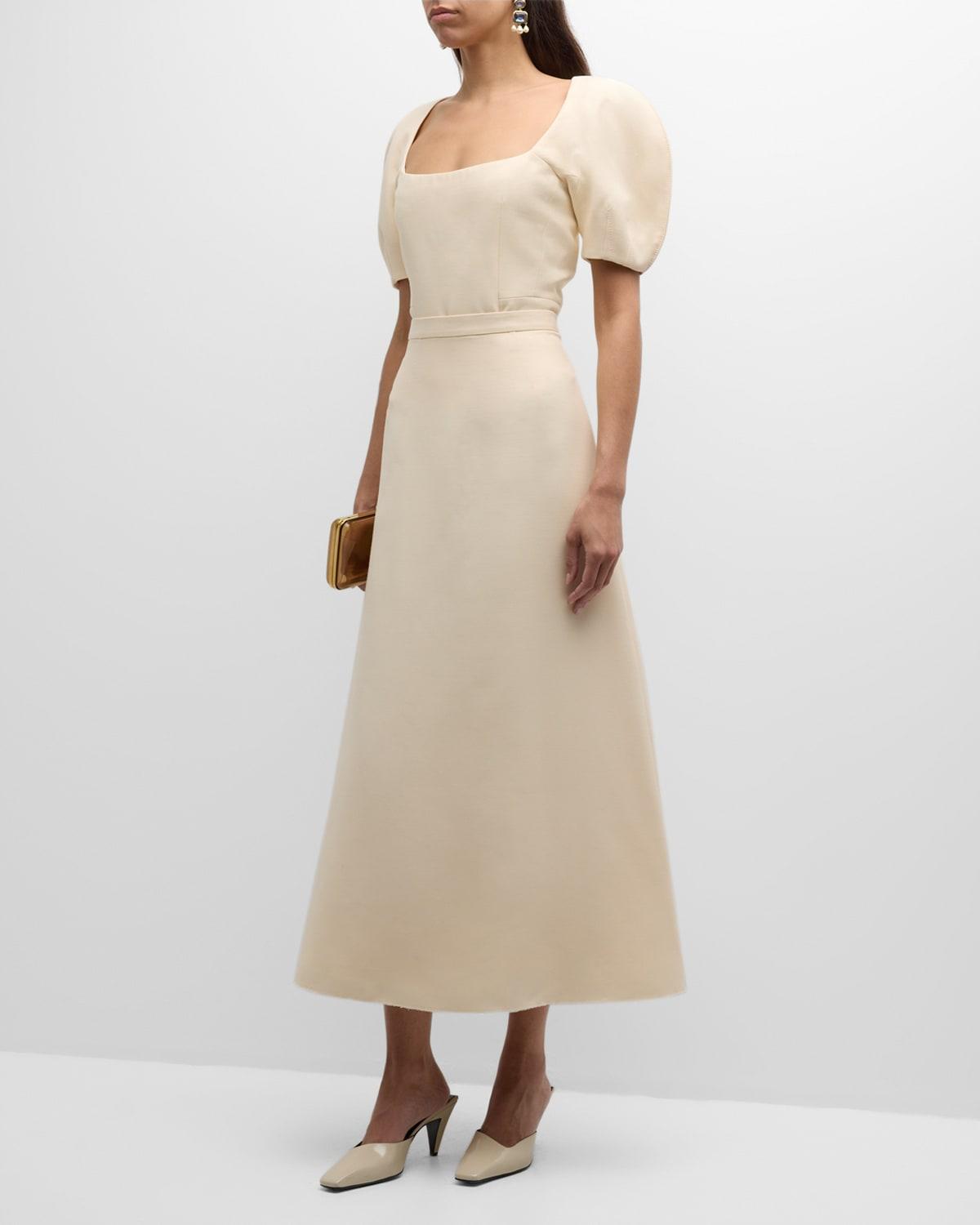 amer scoop-neck puff-sleeve top