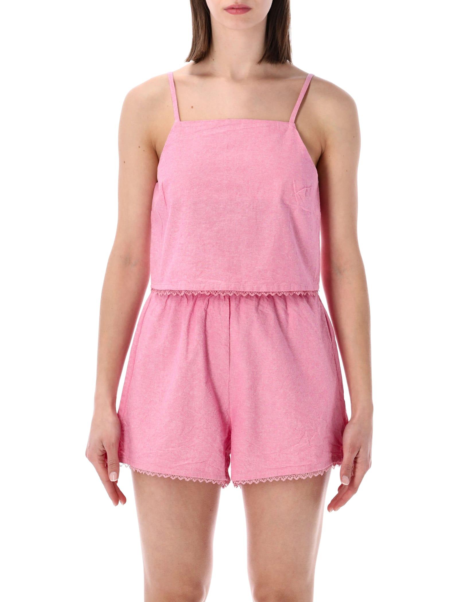 american vintage feoly lace-trim cotton top