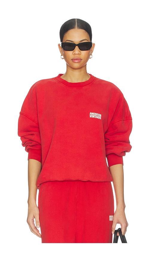 american vintage plizzy sweater in red.