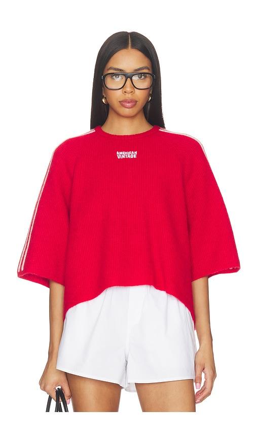 american vintage short sleeve cropped tee in red.