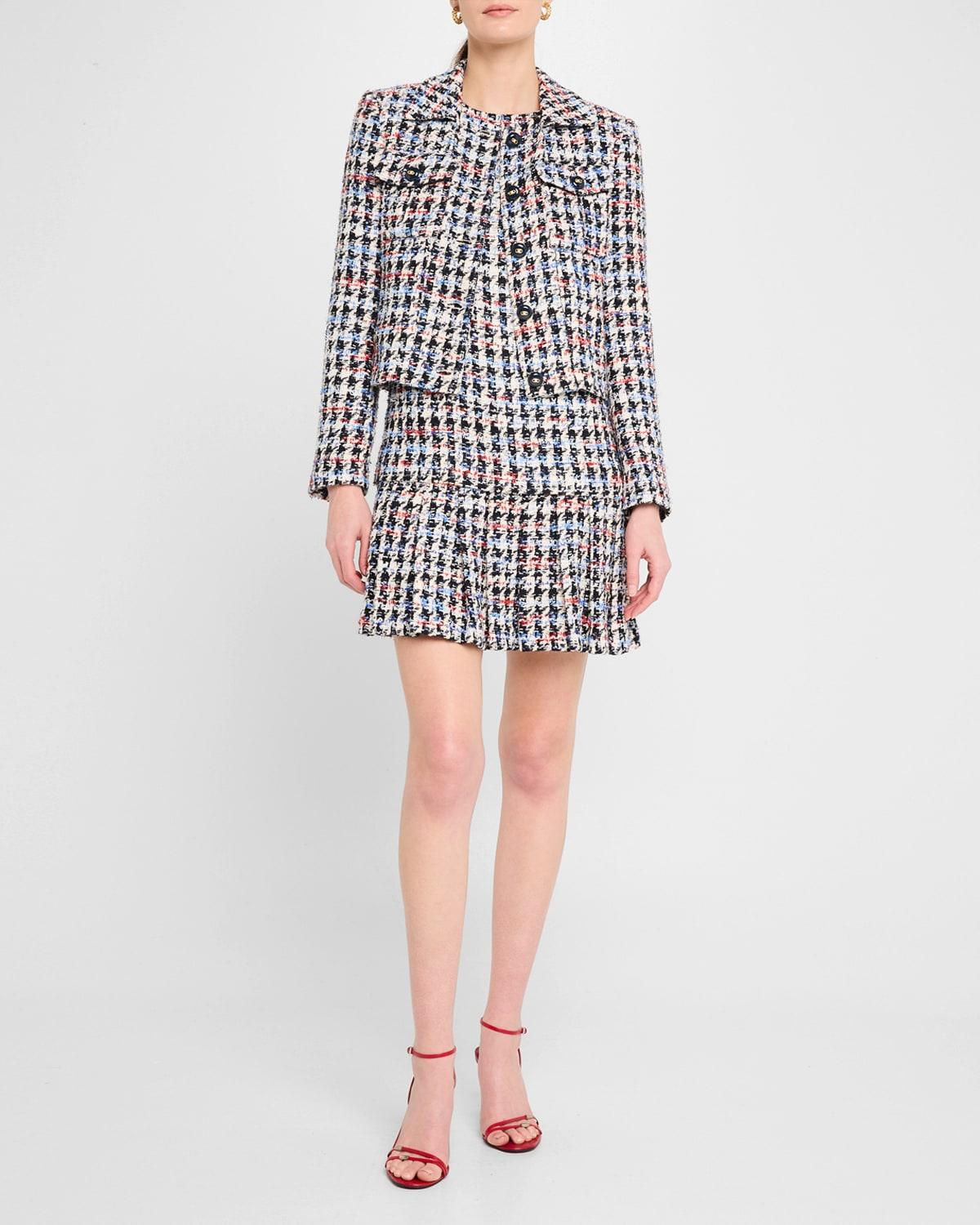 americana tweed pleated mini dress