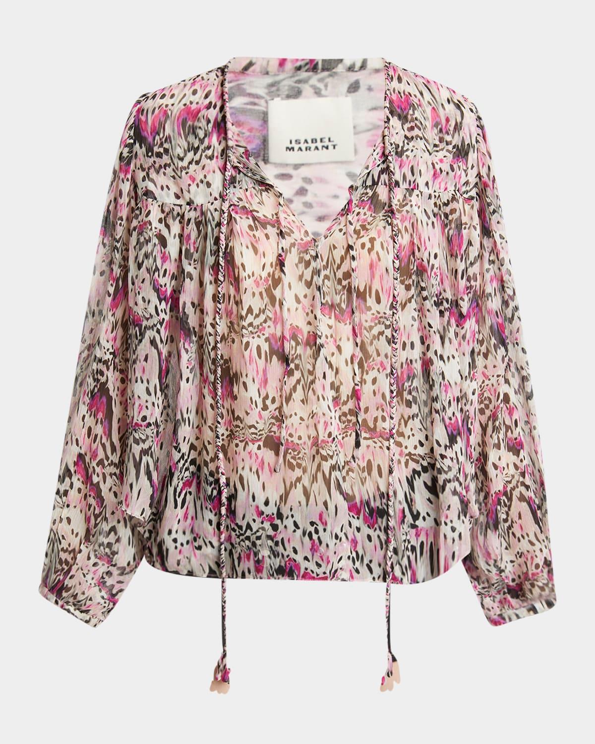 ametissa printed drawcord silk top