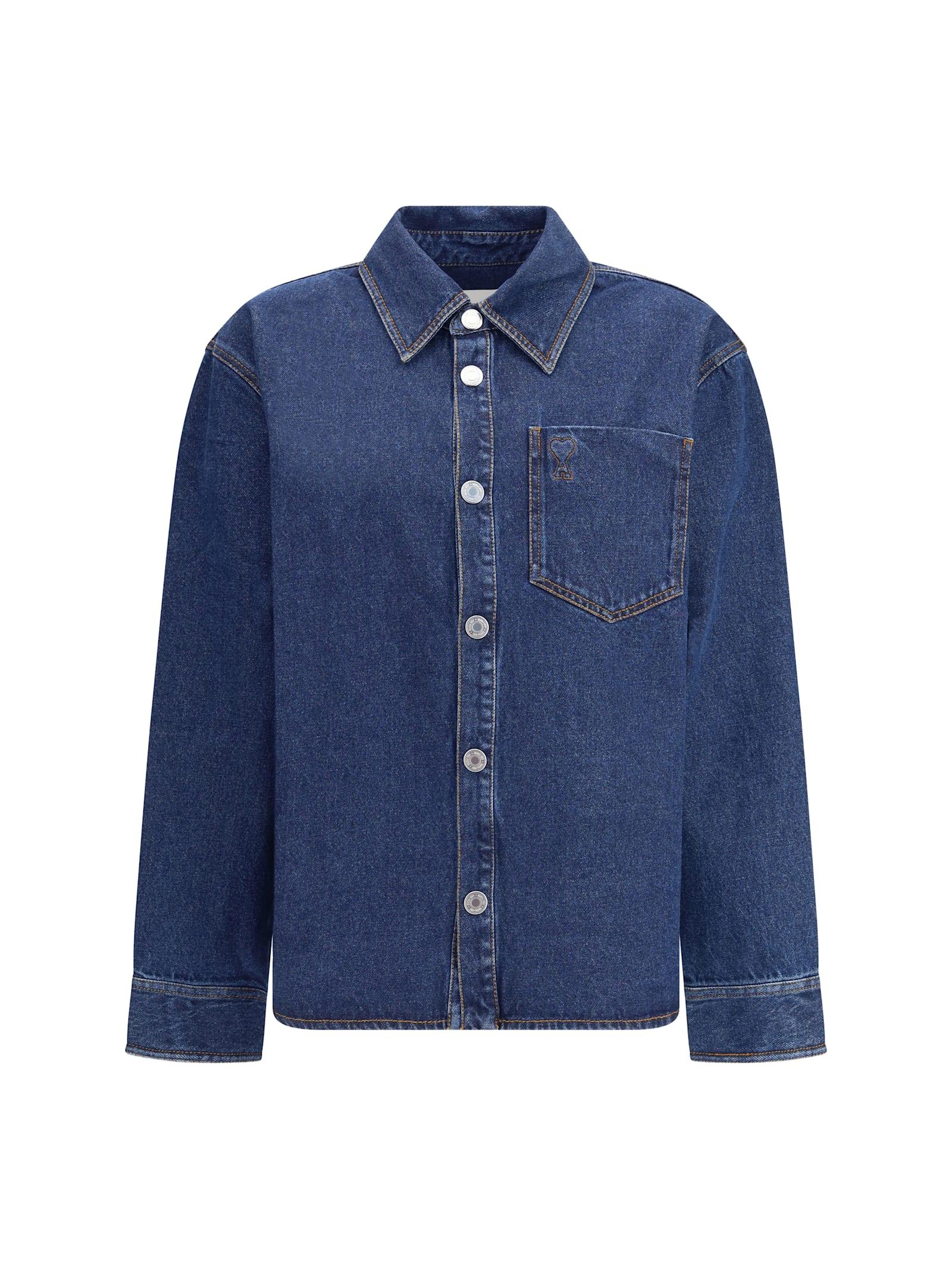 ami alexandre mattiussi ami de coeur cotton denim overshirt