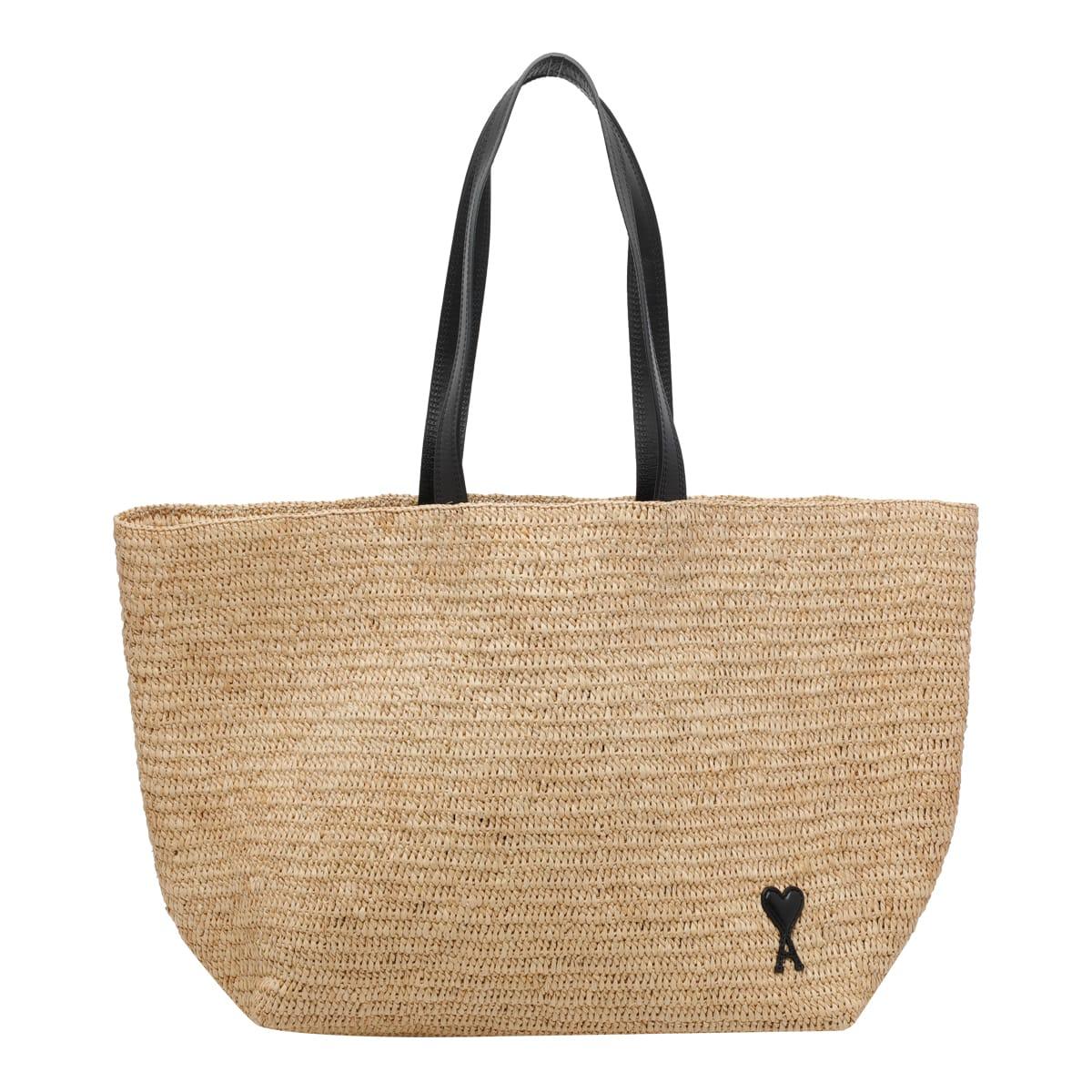 ami alexandre mattiussi ami de coeur logo rafia tote bag