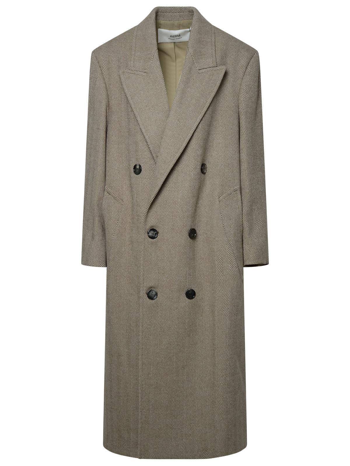 ami alexandre mattiussi beige wool coat
