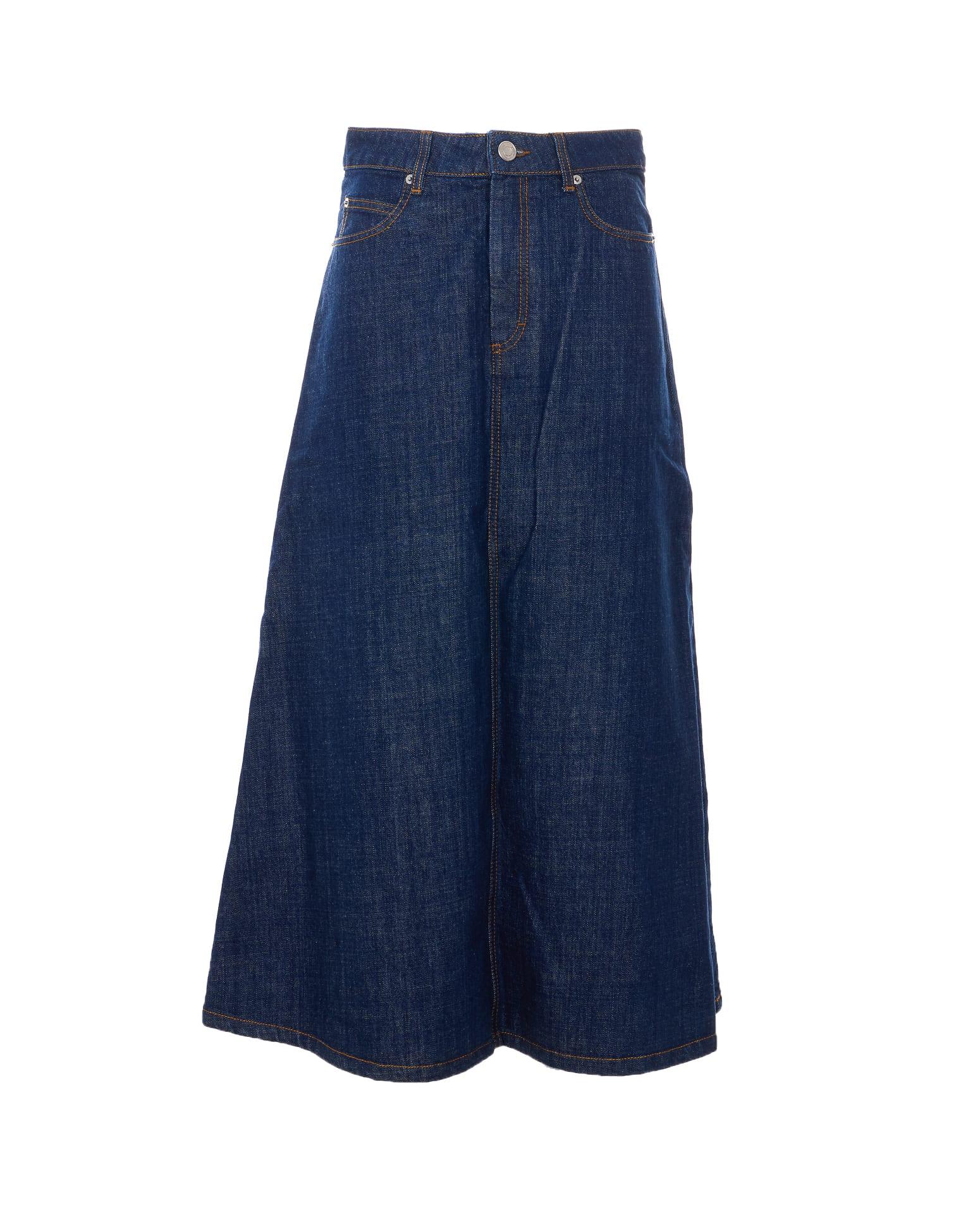 ami alexandre mattiussi denim long skirt