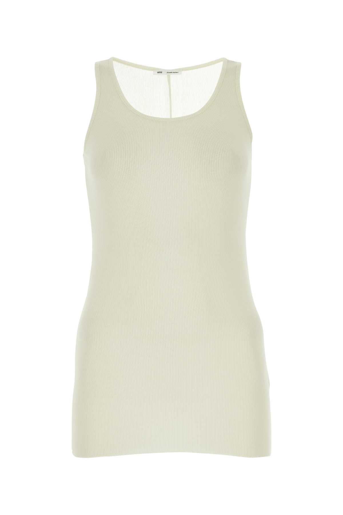 ami alexandre mattiussi ivory viscose blend tank top