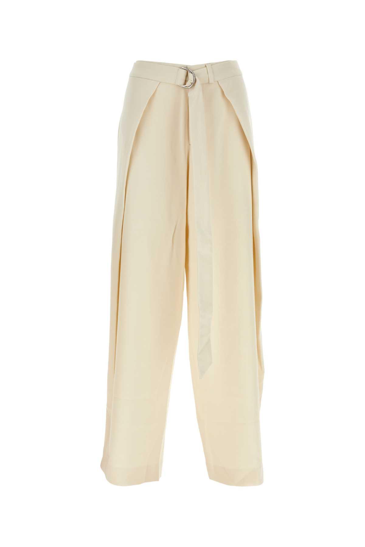 ami alexandre mattiussi ivory viscose blend wide-leg pant