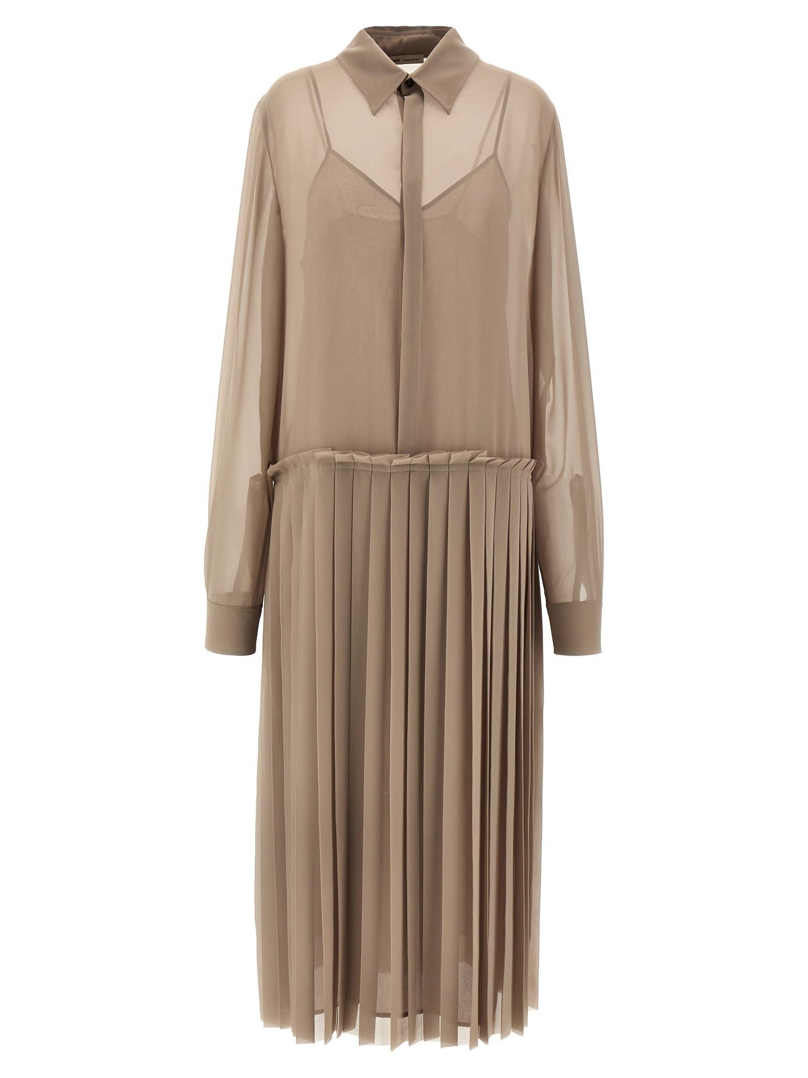 ami alexandre mattiussi pleated midi dress