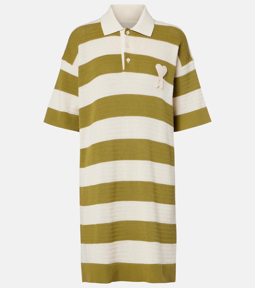 ami paris ami de caur striped cotton polo dress