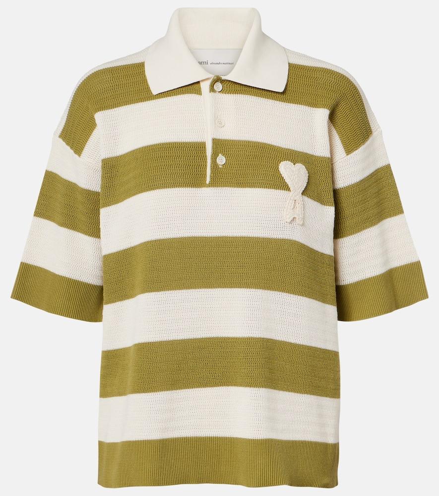 ami paris ami de caur striped cotton polo shirt