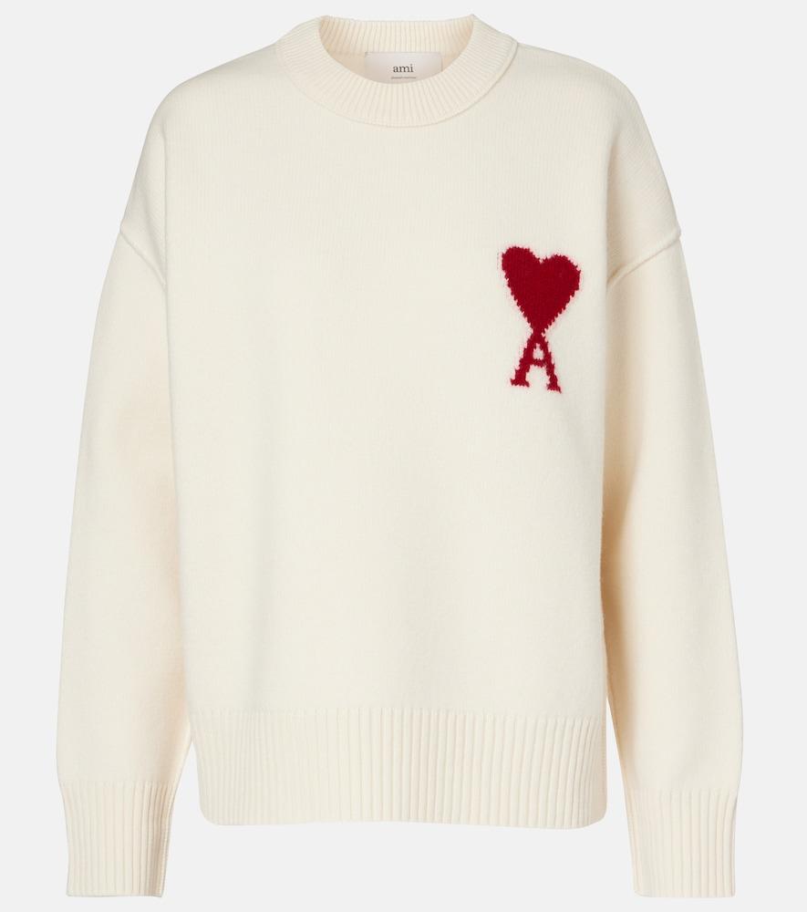 ami paris ami de caur virgin wool sweater